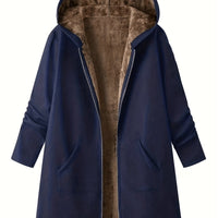Clover Fleece Lined Hooded Longline Winter Coat