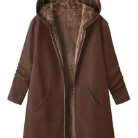 Clover Fleece Lined Hooded Longline Winter Coat