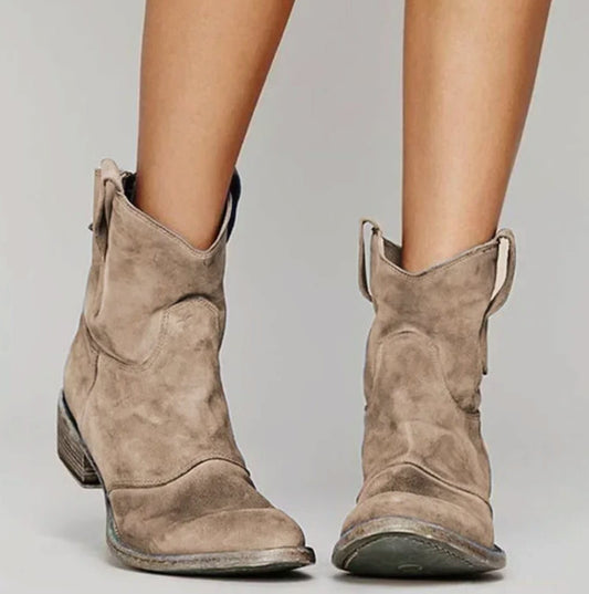 Dorothea Slouch Suede Western Ankle Boots_1