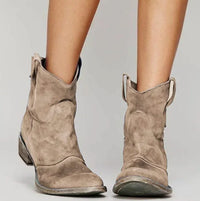 Dorothea Slouch Suede Western Ankle Boots
