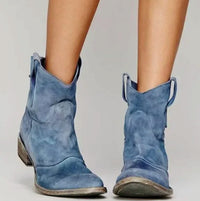 Dorothea Slouch Suede Western Ankle Boots