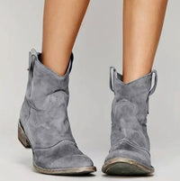 Dorothea Slouch Suede Western Ankle Boots