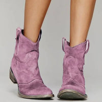 Dorothea Slouch Suede Western Ankle Boots