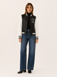 Winifred Contrast Sleeve Varsity Bomber Jacket
