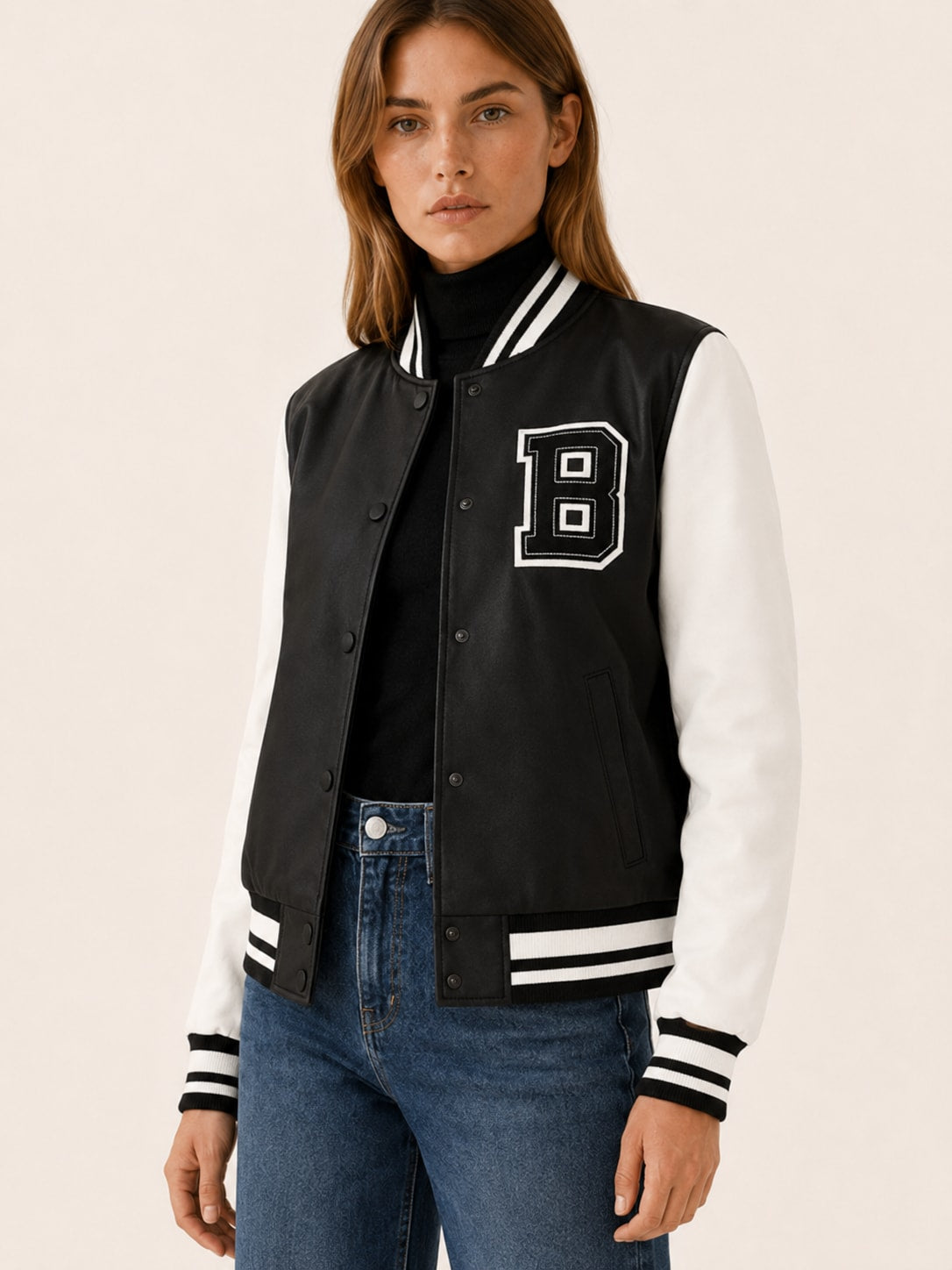 Winifred Contrast Sleeve Varsity Bomber Jacket_4