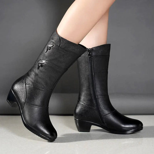 Rosalind Mid Calf Warm Lined Heeled Boots_1