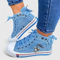 Tova Denim High Top Trainers with Zip