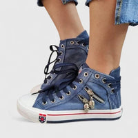 Tova Denim High Top Trainers with Zip