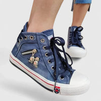 Tova Denim High Top Trainers with Zip