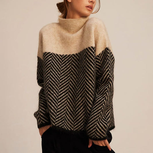 Philippa Herringbone High Neck Knitted Jumper_1