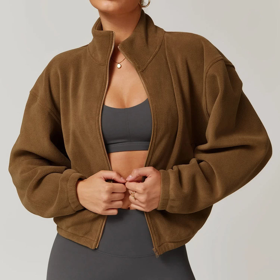 Elke Cropped Zip Up Fleece Jacket