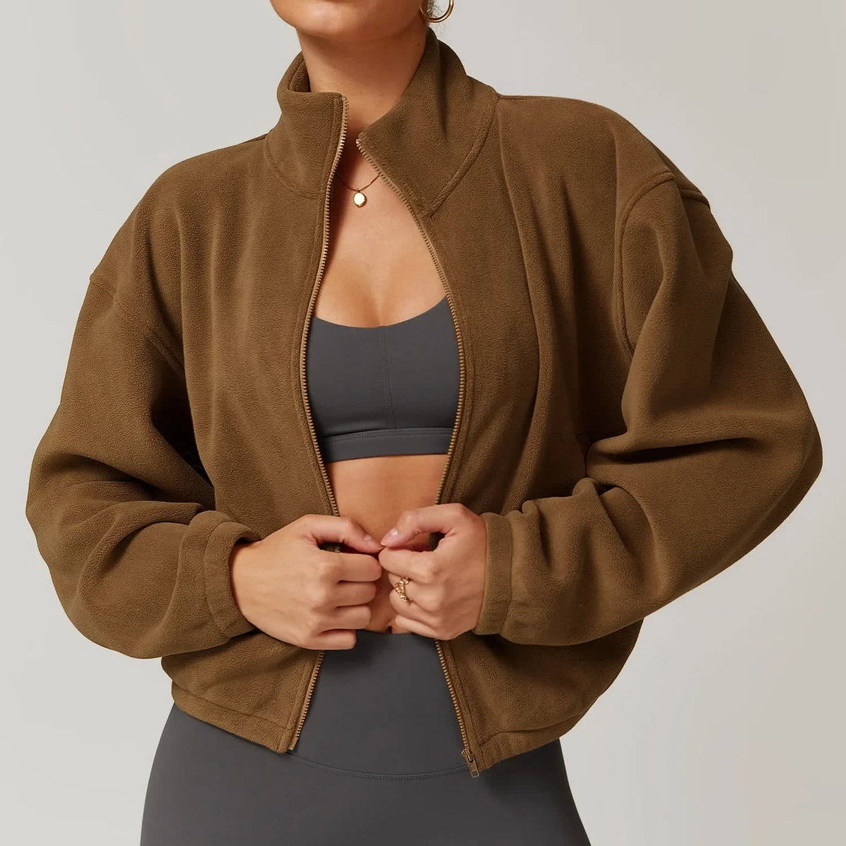 Elke Cropped Zip Up Fleece Jacket_1