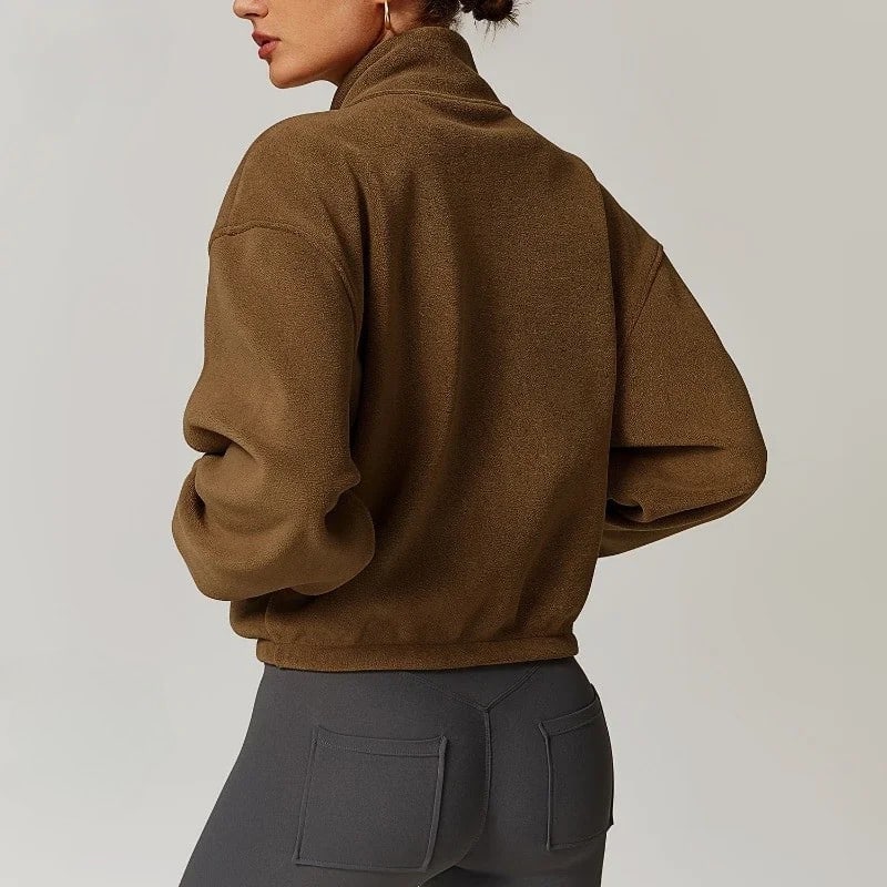 Elke Cropped Zip Up Fleece Jacket