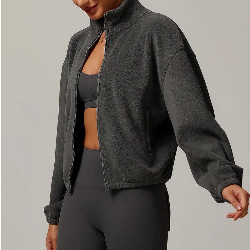 Elke Cropped Zip Up Fleece Jacket