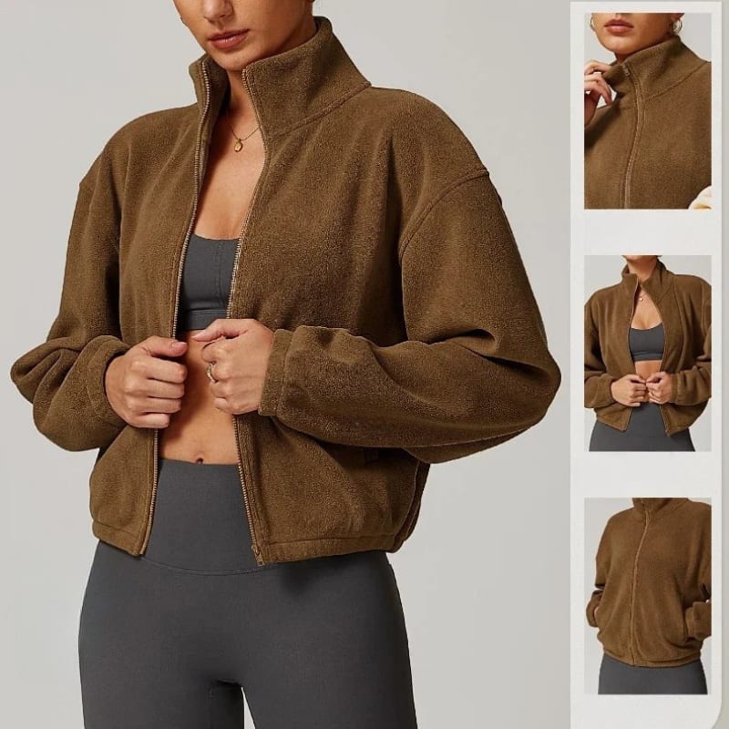 Elke Cropped Zip Up Fleece Jacket_6