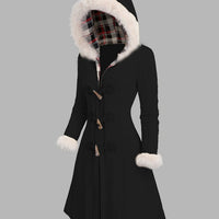 Alina Faux Fur Trim Hooded Duffle Coat