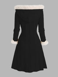 Alina Faux Fur Trim Hooded Duffle Coat