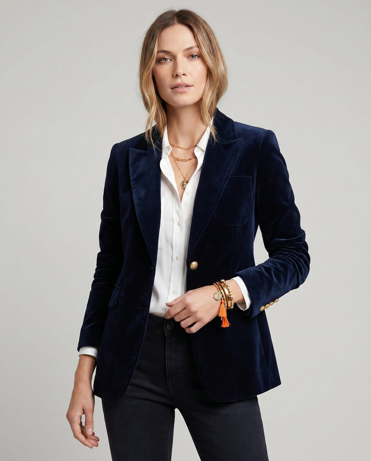 Aveline Velvet Single Button Dress Blazer_3