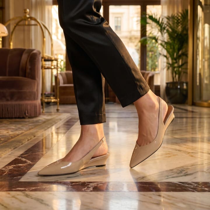 Kira Pointed Toe Low Slingback Heels