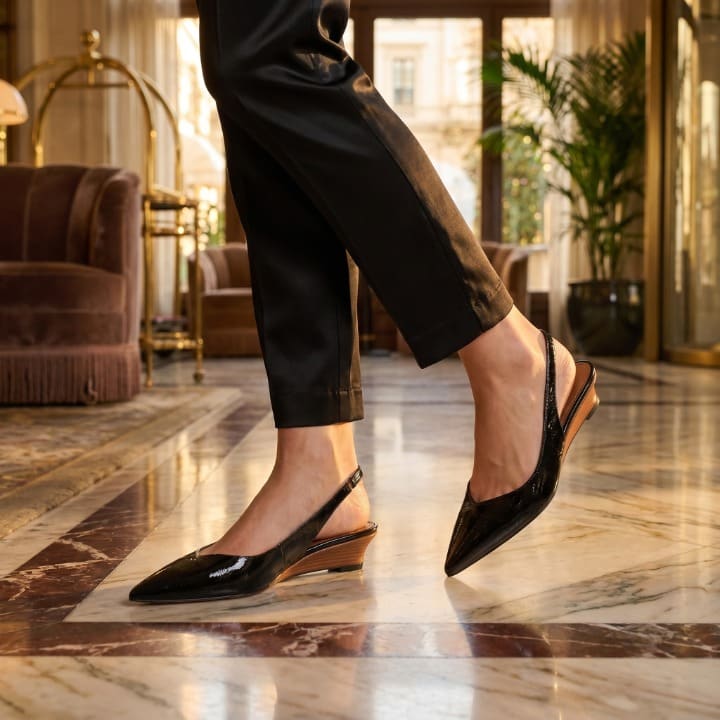Kira Pointed Toe Low Slingback Heels