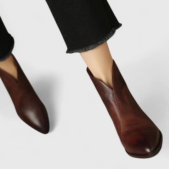 Xenia V Cut Pointed Toe Heeled Boots
