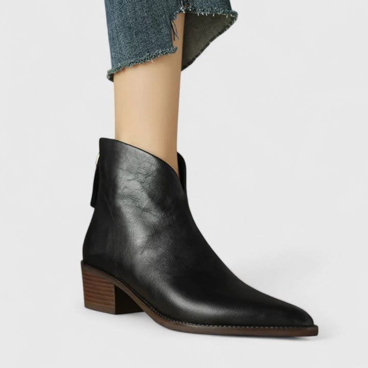 Xenia V Cut Pointed Toe Heeled Boots