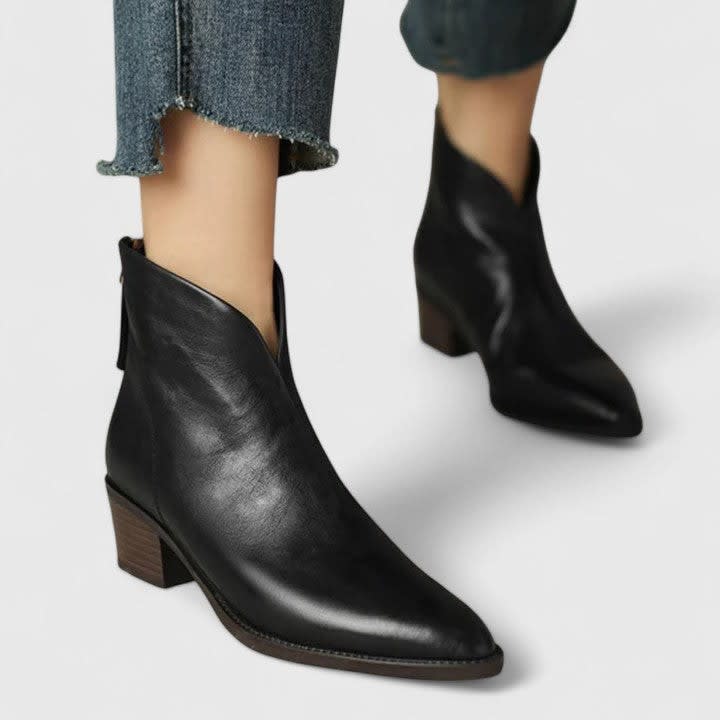 Xenia V Cut Pointed Toe Heeled Boots
