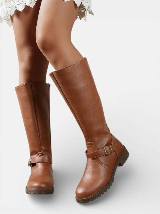 Rosamund Buckle Strap Riding Knee High Boots_1