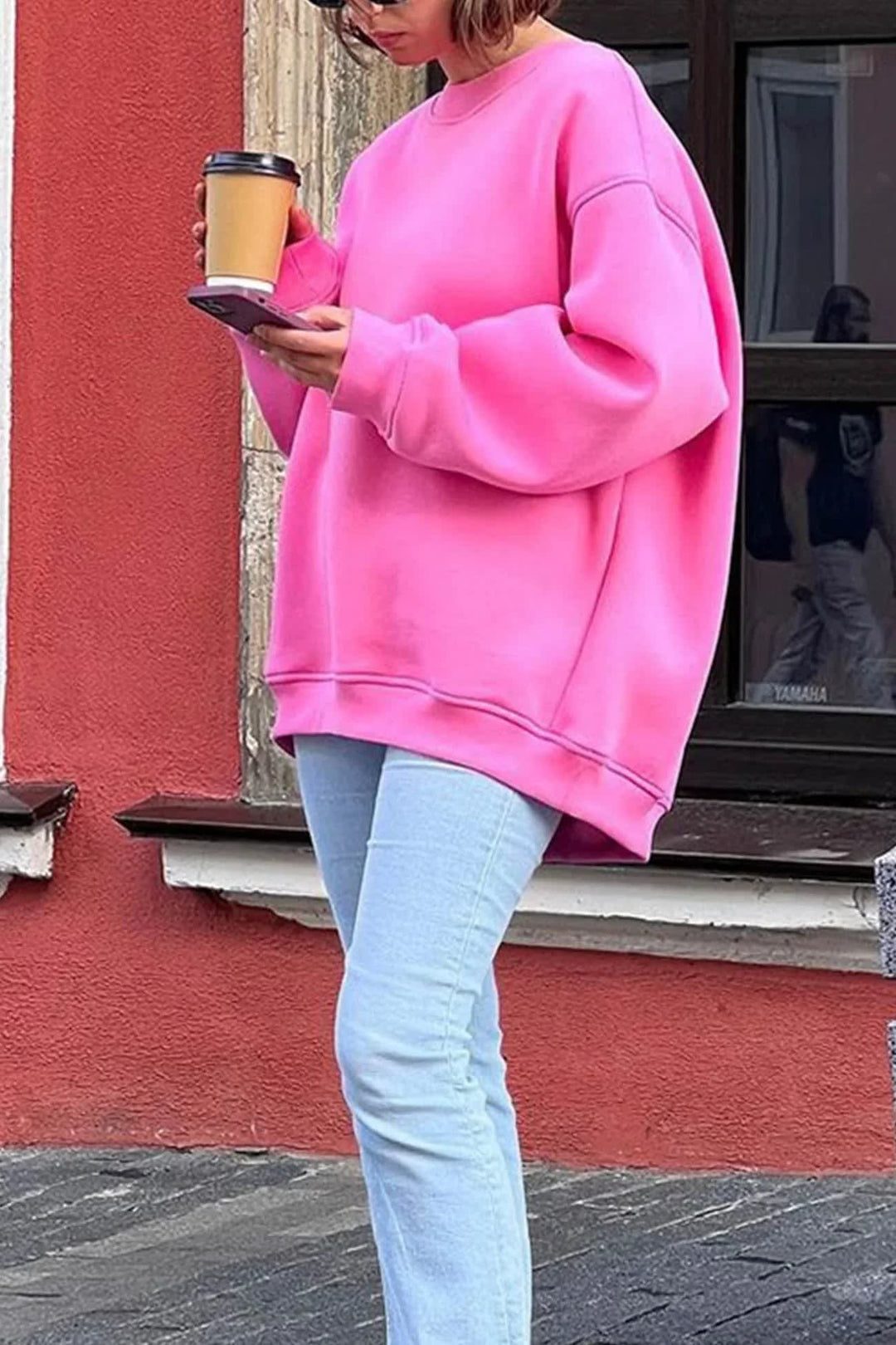 Maeve Oversized Brushed Crew Neck Sweatshirt
