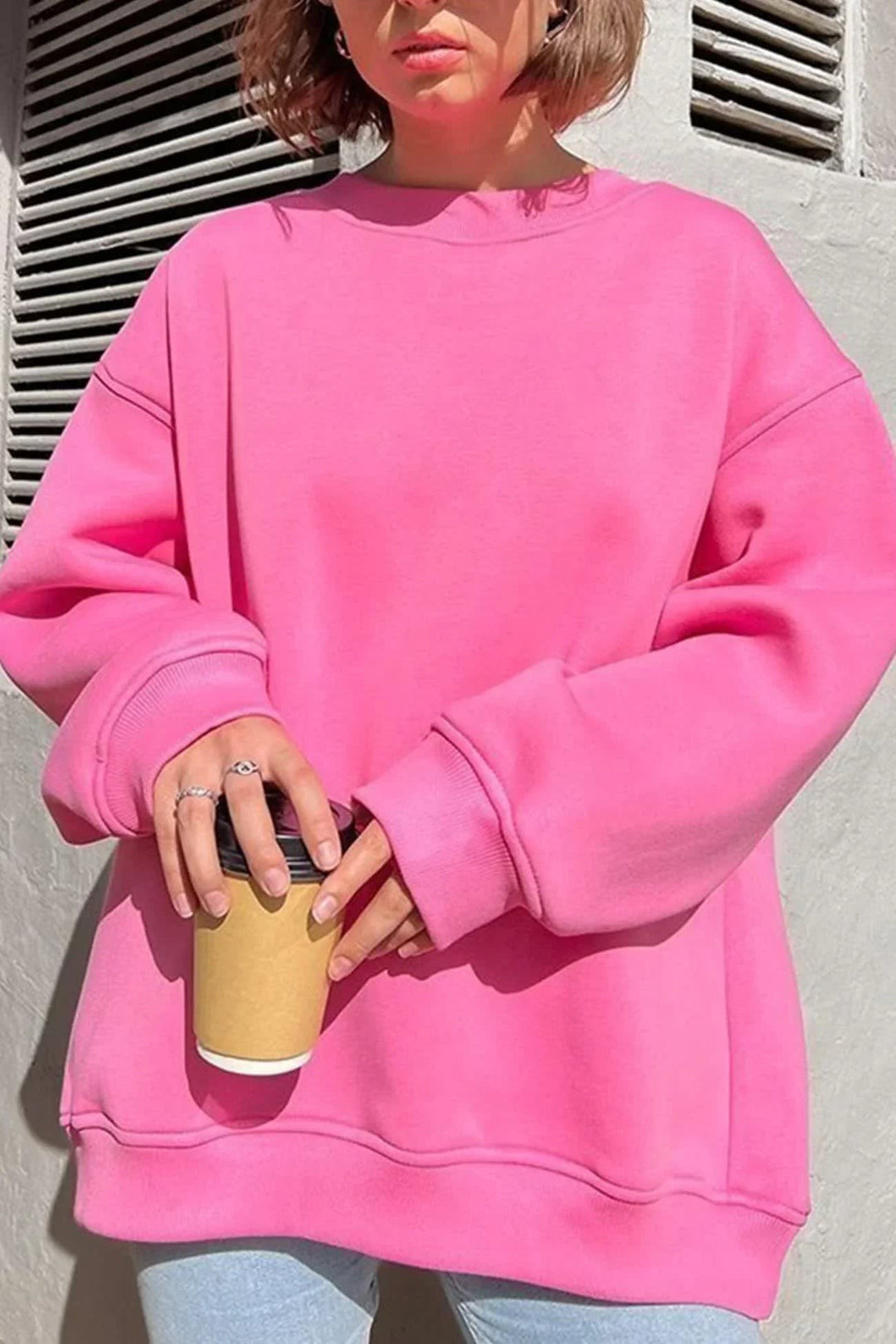 Maeve Oversized Brushed Crew Neck Sweatshirt