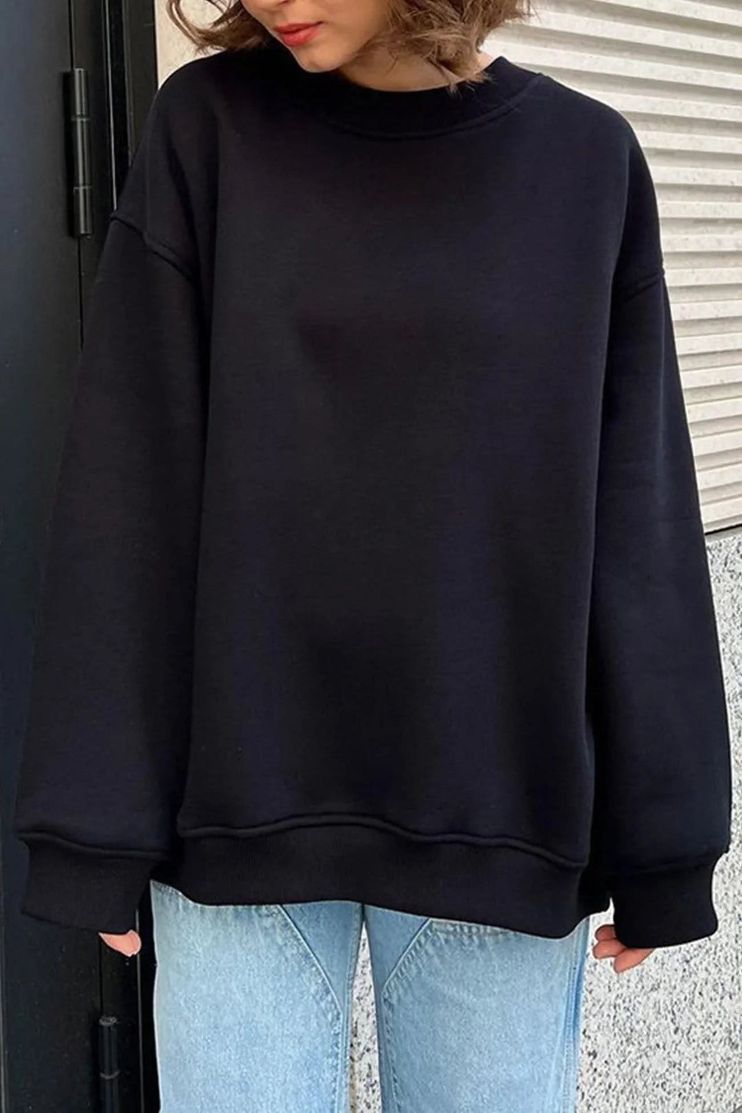 Maeve Oversized Brushed Crew Neck Sweatshirt