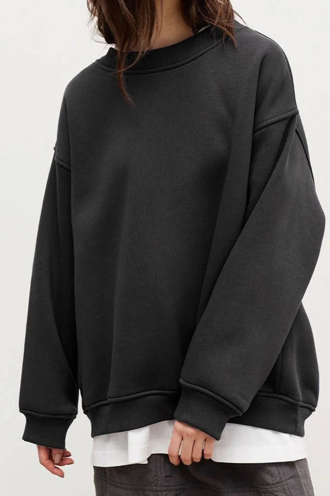 Maeve Oversized Brushed Crew Neck Sweatshirt
