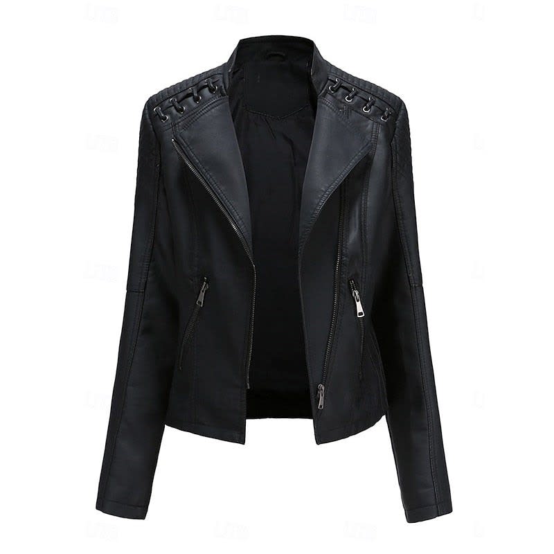 Zelda Studded Shoulder Faux Leather Jacket_1