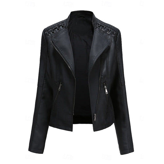 Zelda Studded Shoulder Faux Leather Jacket_1
