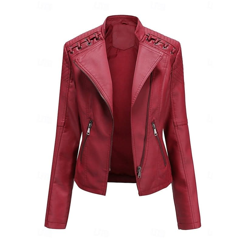 Zelda Studded Shoulder Faux Leather Jacket_11
