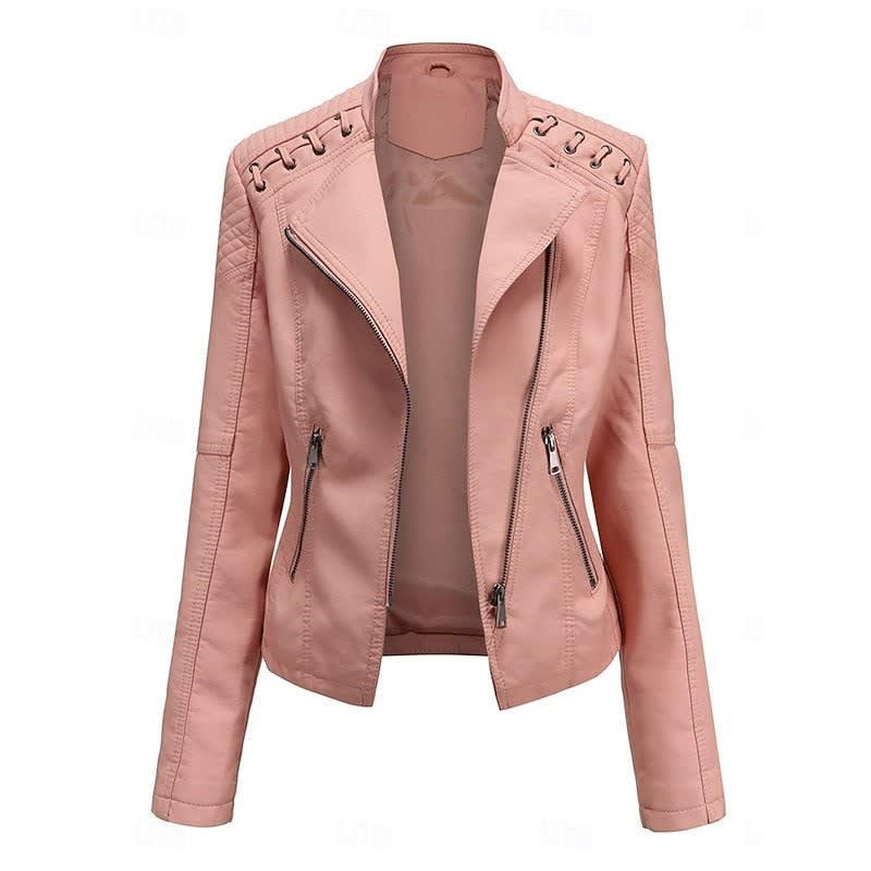 Zelda Studded Shoulder Faux Leather Jacket