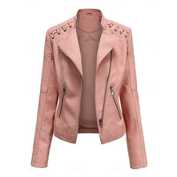 Zelda Studded Shoulder Faux Leather Jacket