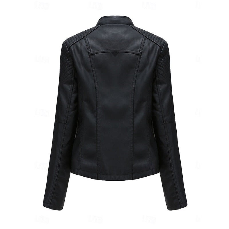 Zelda Studded Shoulder Faux Leather Jacket