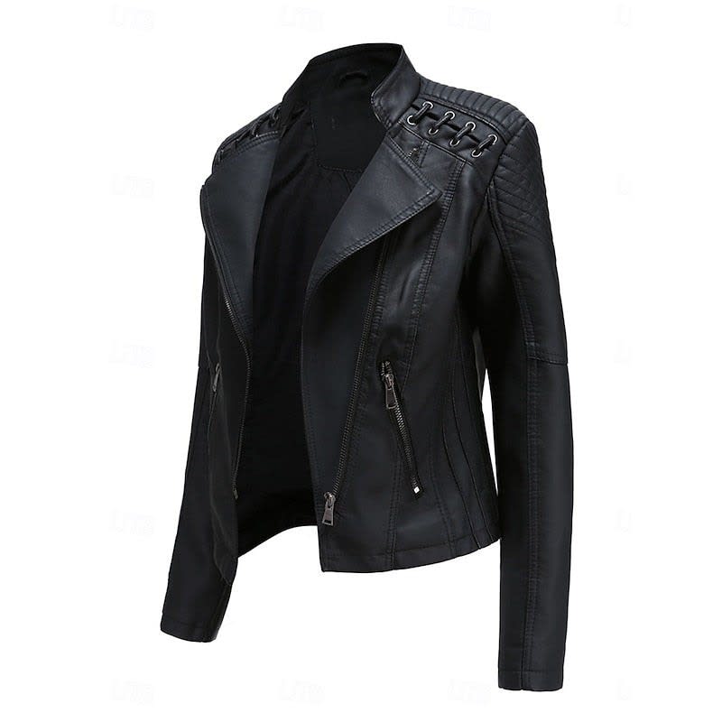 Zelda Studded Shoulder Faux Leather Jacket