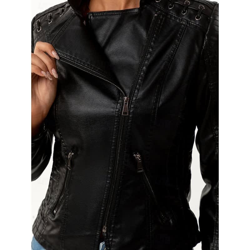 Zelda Studded Shoulder Faux Leather Jacket_5