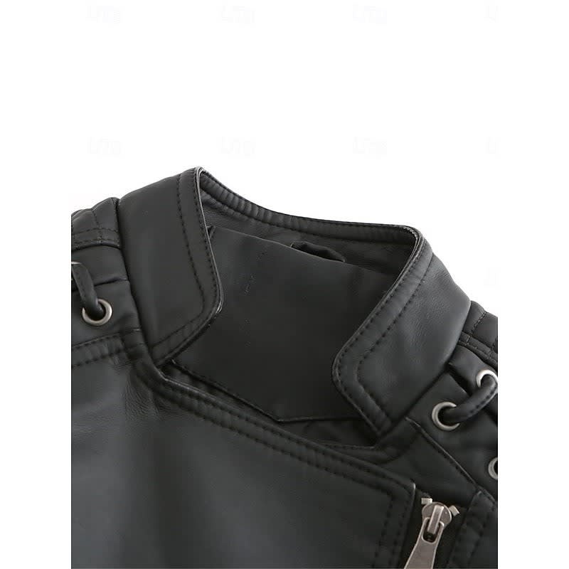 Zelda Studded Shoulder Faux Leather Jacket