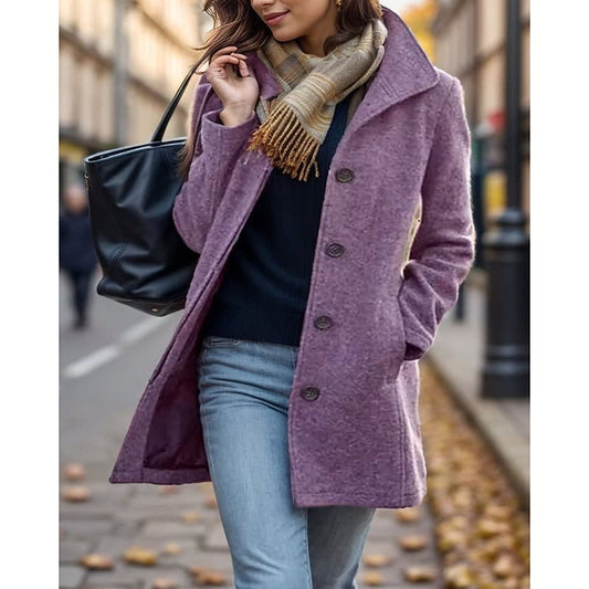 Amara Turndown Collar Button Front Winter Coat_1