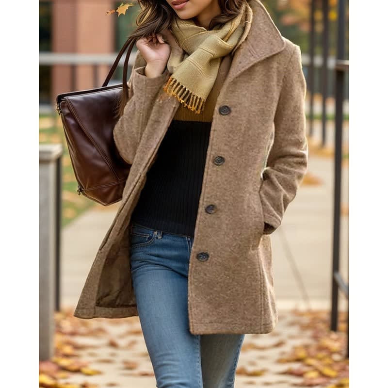 Amara Turndown Collar Button Front Winter Coat