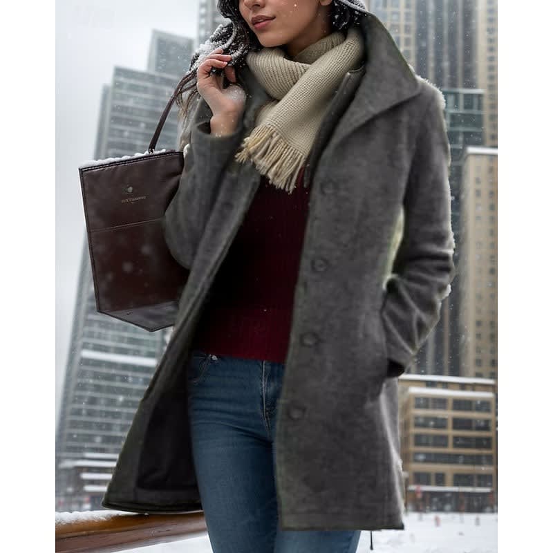 Amara Turndown Collar Button Front Winter Coat