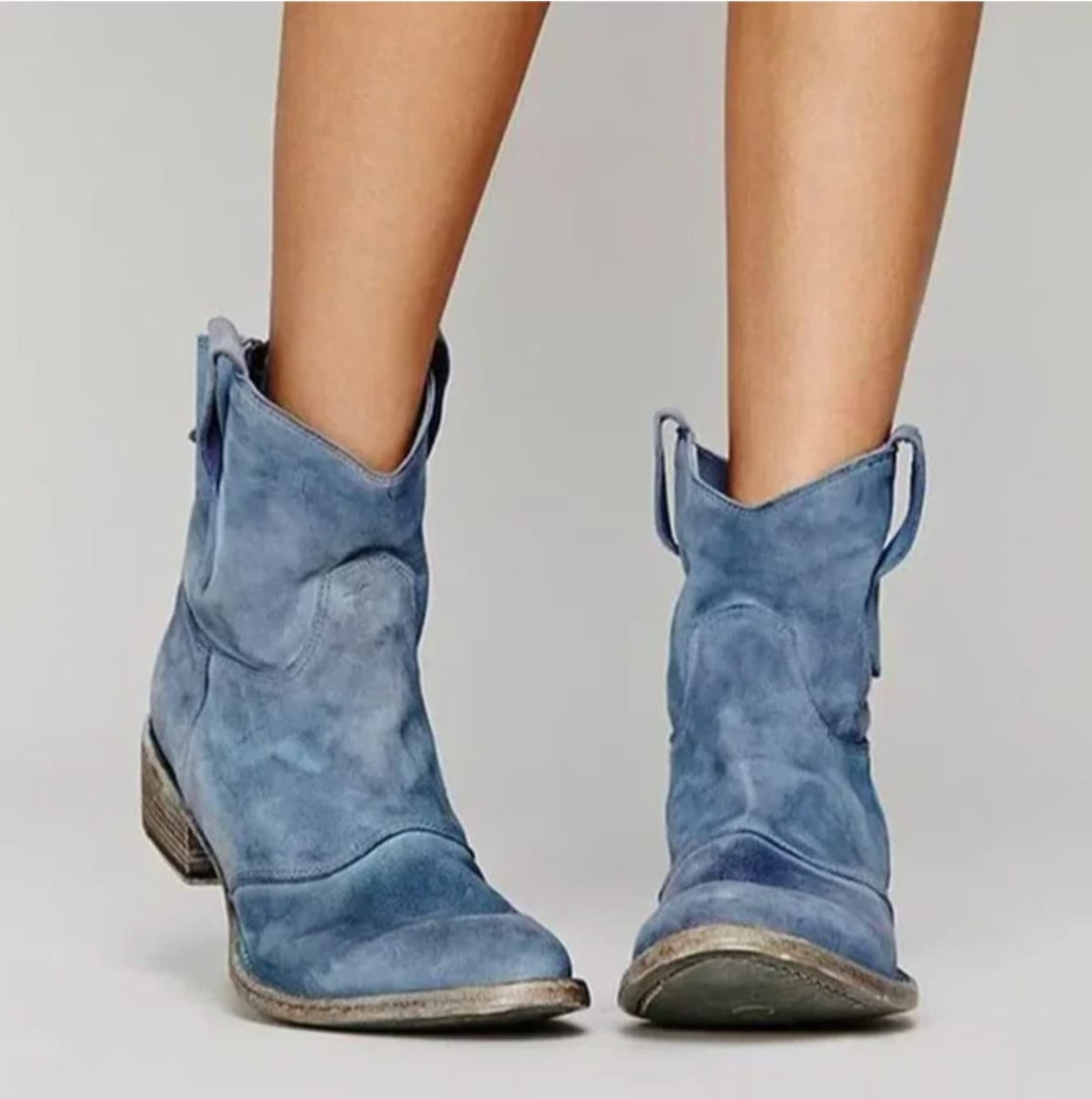Araminta Suede Western Ankle Boots