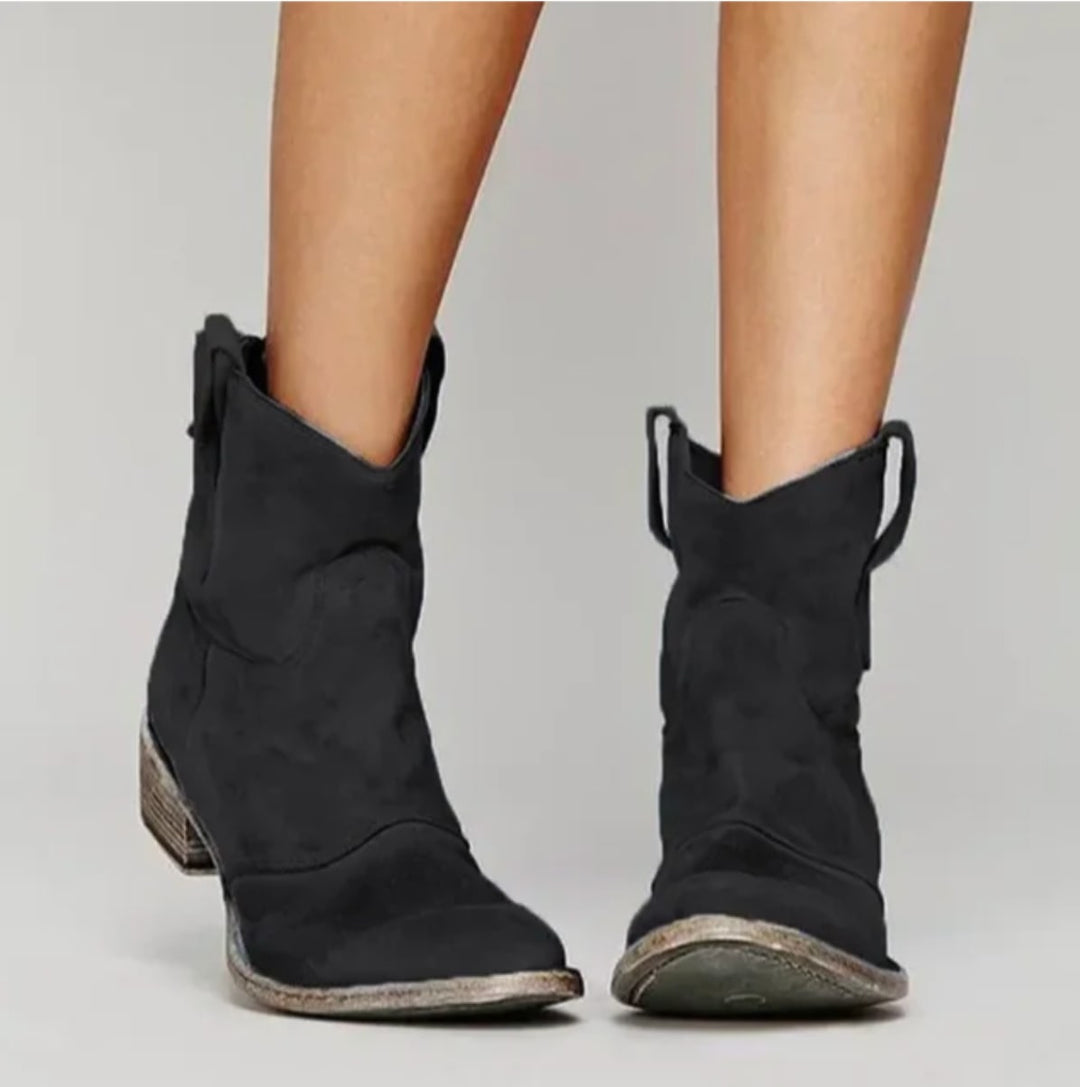 Araminta Suede Western Ankle Boots