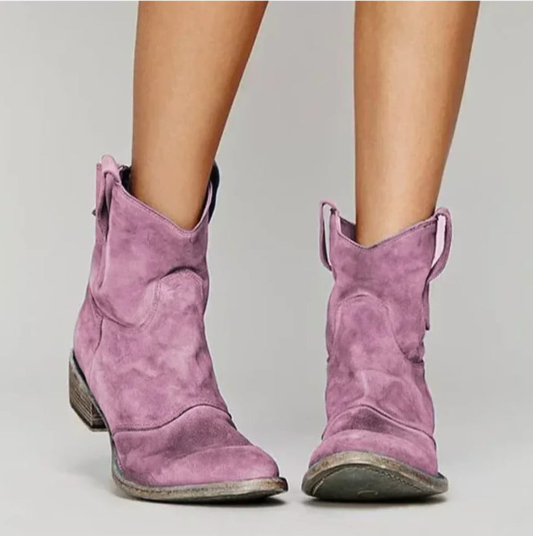 Araminta Suede Western Ankle Boots