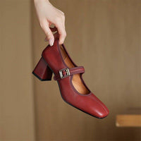 Ilana Square Toe Mary Jane Block Heels