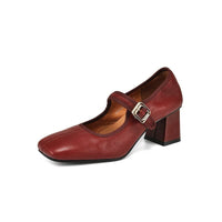 Ilana Square Toe Mary Jane Block Heels