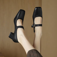 Ilana Square Toe Mary Jane Block Heels